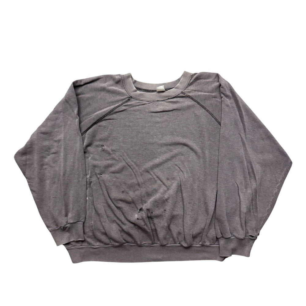 Vintage Blank Raglan Sweatshirt Faded Distressed Grunge Worn Thrashed Boxy XL